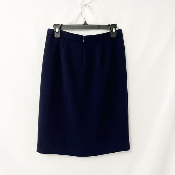 J. Crew Navy Blue Front Pleated Pencil Skirt Size 2 - Picture 3 of 7